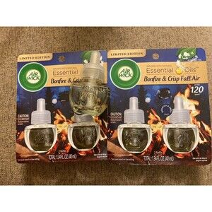 Air Wick Essential Oils Bonfire & Crisp Fall Air Refills 2 Packs 5 Refills New